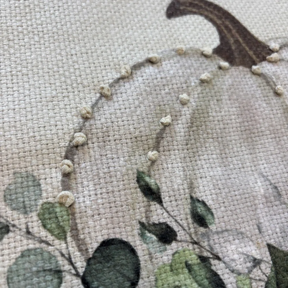Autumn Hill Harvest Runner White Linen Burlap Gourd Modern Farmhouse 13.5x73